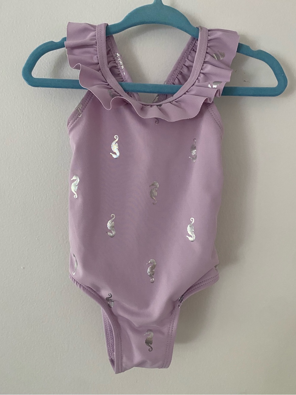 Joe Fresh Lilac Ruffle One-Piece Swimsuit with Silver Seahorse Accents